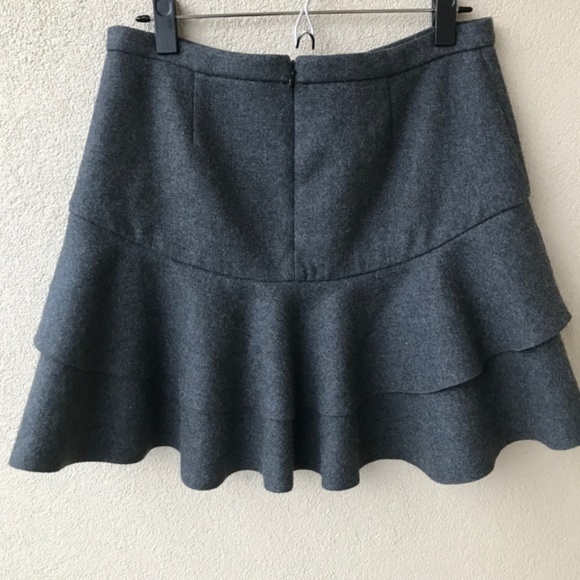 J. Crew Gray Bonded Wool Flounce Skirt‎ Womens Size 4 Ruffle - Picture 6 of 8